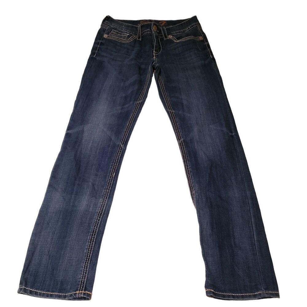 Seven7 Slim Straight Medium Rise Medium Wash Blue Denim Women's 29